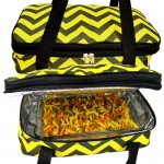 SW180603YL-BLACK/YELLOW CHEVRON DESIGN DOUBLE INSULATED CASSEROLE CARRIER W/HANDLE